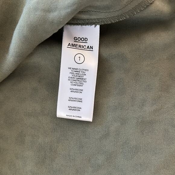 Good American Sage Leopard Wrap Top Balloon Long Sleeve Green Black Size 1 = S - Picture 14 of 15